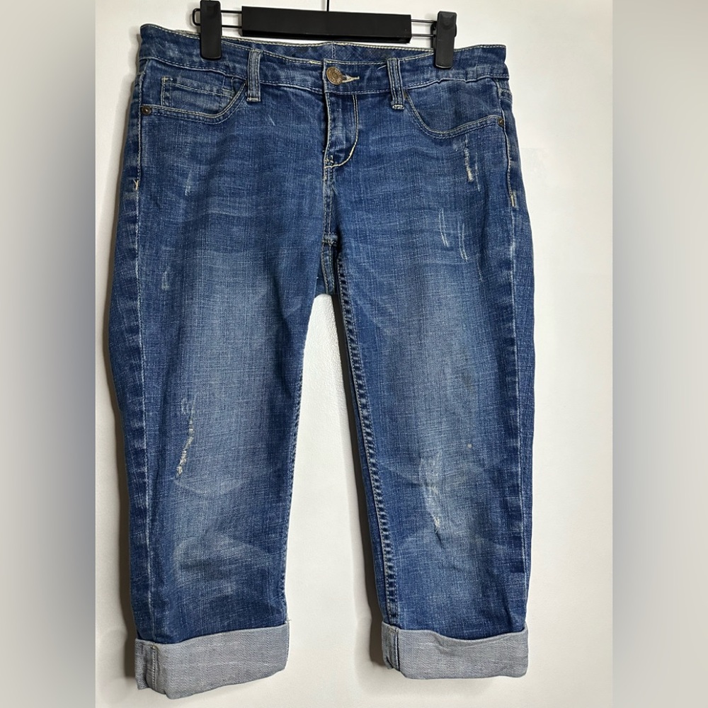Seven 7 Blue Distressed Capri Jeans - Size 4